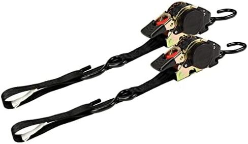 DC Cargo Auto Retract Ratchet Straps - 2 Pack 1" x 10' - Retractable SELF-CONTAINED Compact Cargo Strap Tiedowns for Motorcycles, ATVs, Bikes, Boats: Tight & Secure Pickup Trailer Tie Down in Kuwait