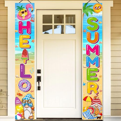 Summer Party Decorations Porch Sign, 71" X 12" Summer Decorations For Home Door Banner, Summer Decorations for Outside Indoor Door Banner, Hello Summer Banner, Summer Decorations for Office in Saudi Arabia