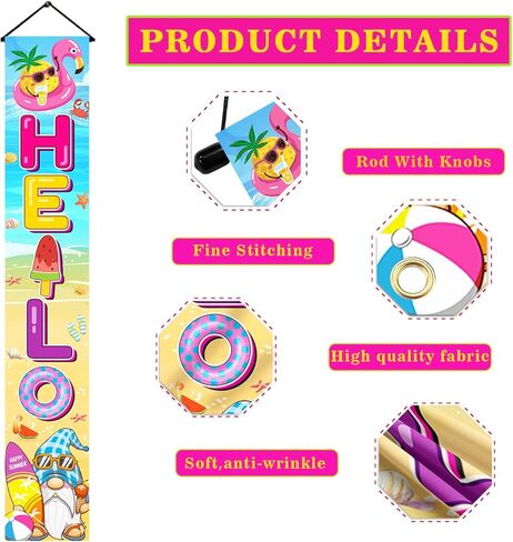 Summer Party Decorations Porch Sign, 71" X 12" Summer Decorations For Home Door Banner, Summer Decorations for Outside Indoor Door Banner, Hello Summer Banner, Summer Decorations for Office in Saudi Arabia