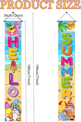Summer Party Decorations Porch Sign, 71" X 12" Summer Decorations For Home Door Banner, Summer Decorations for Outside Indoor Door Banner, Hello Summer Banner, Summer Decorations for Office in Saudi Arabia