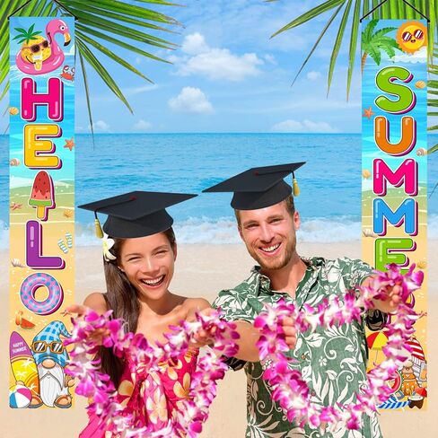 Summer Party Decorations Porch Sign, 71" X 12" Summer Decorations For Home Door Banner, Summer Decorations for Outside Indoor Door Banner, Hello Summer Banner, Summer Decorations for Office in Saudi Arabia