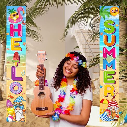 Summer Party Decorations Porch Sign, 71" X 12" Summer Decorations For Home Door Banner, Summer Decorations for Outside Indoor Door Banner, Hello Summer Banner, Summer Decorations for Office in Saudi Arabia