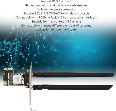 Sanpyl PCIE Network Card, 1800Mbps 2.4Ghz 5Ghz Wireless Network Adapter, WiFi 6 Protocol MU MIMO Bluetooth 5.2 PCIE WiFi Card, for Win10 11 in Saudi Arabia