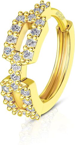 COCHARM 925 Sterling Silver Nose Rings Hoop 20g Cartilage Hoop Cubic Zirconia Huggie Hoop Earrings Daith Piercing Jewelry Rook Helix Tragus Earrings for Women Men in Saudi Arabia