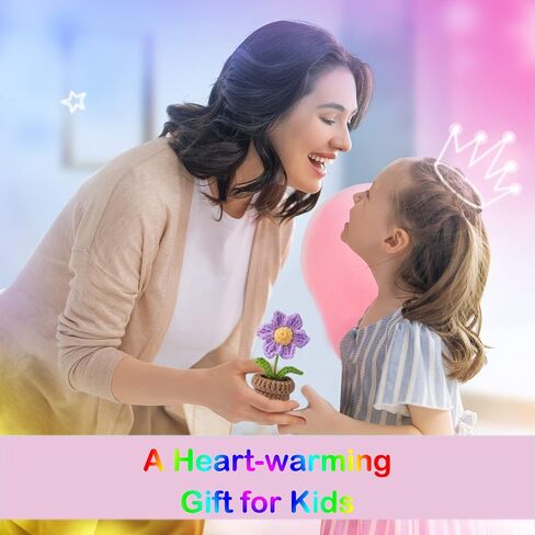 طقم كروشيه جديد للمبتدئين من كونلاند، طقم مكون من 6 قطع من الزهور بوعاء للبالغين والأطفال، طقم حياكة كروشيه للمبتدئين مع تعليمات خطوة بخطوة ودروس فيديو (بنفسجي) in Kuwait