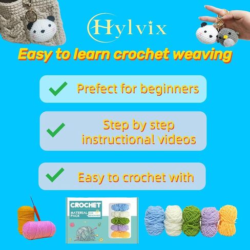 مجموعة Hylvix الكروشيه للمبتدئين، طقم حياكة رأس حيوانات كروشيه 8 أنماط، مع سلسلة مفاتيح، طقم كروشيه للمبتدئين للبالغين والأطفال مع دروس فيديو خطوة بخطوة وخيوط وخطاف وإكسسوارات in Saudi Arabia