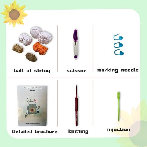 VNRGG Beginners Crochet Kit Handmade Sunflower Blossom Phone Bag Knitted Bag for Women Gifts for Girlfriends in Summer (Beige) in Saudi Arabia