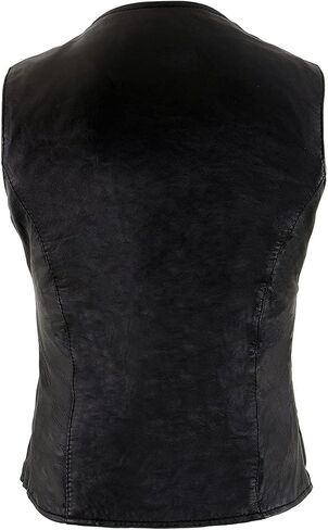 Milwaukee Leather SH1216 Ladies Black Leather Vest with Front Laces in Saudi Arabia