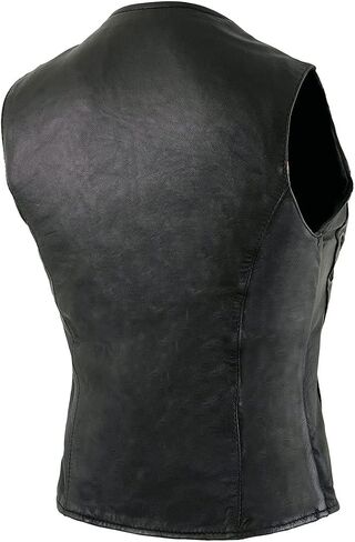 Milwaukee Leather SH1216 Ladies Black Leather Vest with Front Laces in Saudi Arabia
