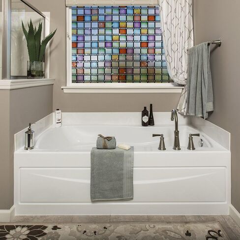 جيلا التحكم في الخصوصية الزجاج الملون أتلانتس ديكور نافذة فيلم النافذة السكنية لا الغراء لا لاصق ثابت تتشبث DIY 3ft × 6.5ft (36in x 78in) (19.5 قدم مربع) in Kuwait