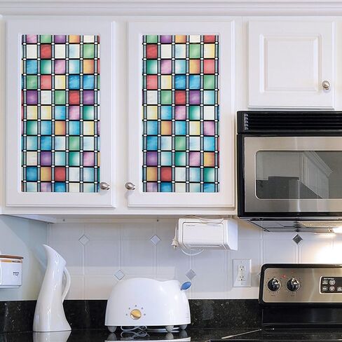 جيلا التحكم في الخصوصية الزجاج الملون أتلانتس ديكور نافذة فيلم النافذة السكنية لا الغراء لا لاصق ثابت تتشبث DIY 3ft × 6.5ft (36in x 78in) (19.5 قدم مربع) in Kuwait