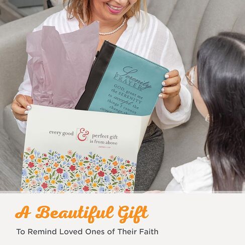 Christian Art Gifts Women's Fashion Bible Cover Serenity Prayer, Aqua/Black Faux Leather, Large in Saudi Arabia