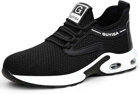 GLANOUDUN Steel Toe Shoes for Men Black Steel Toe Sneakers Lightweight Men's Work Shoes Durable Air Cushion Safety Shoes Puncture Resistant Steel Toe Tennis Shoes Indestructible Construction Footwear in Saudi Arabia