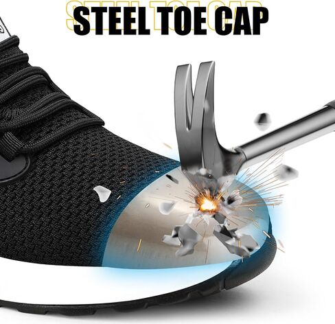 GLANOUDUN Steel Toe Shoes for Men Black Steel Toe Sneakers Lightweight Men's Work Shoes Durable Air Cushion Safety Shoes Puncture Resistant Steel Toe Tennis Shoes Indestructible Construction Footwear in Saudi Arabia