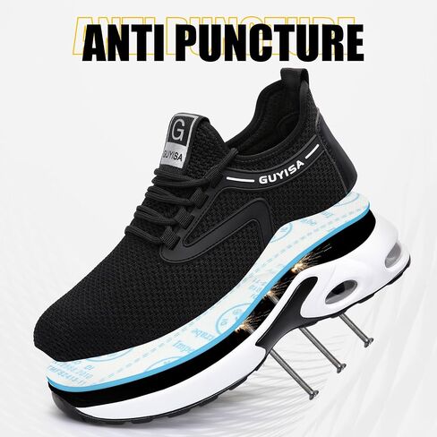 GLANOUDUN Steel Toe Shoes for Men Black Steel Toe Sneakers Lightweight Men's Work Shoes Durable Air Cushion Safety Shoes Puncture Resistant Steel Toe Tennis Shoes Indestructible Construction Footwear in Saudi Arabia
