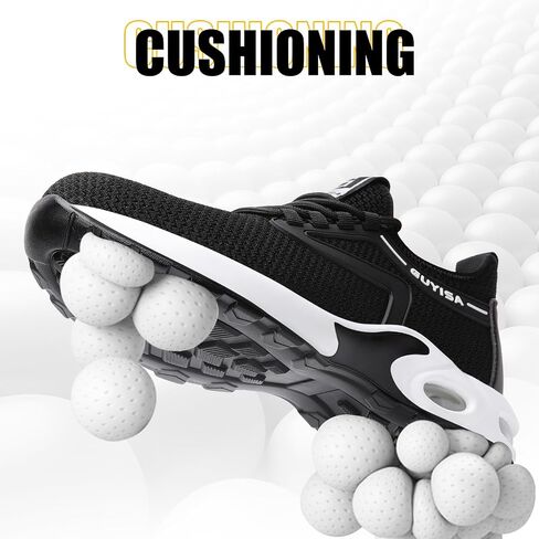 GLANOUDUN Steel Toe Shoes for Men Black Steel Toe Sneakers Lightweight Men's Work Shoes Durable Air Cushion Safety Shoes Puncture Resistant Steel Toe Tennis Shoes Indestructible Construction Footwear in Saudi Arabia