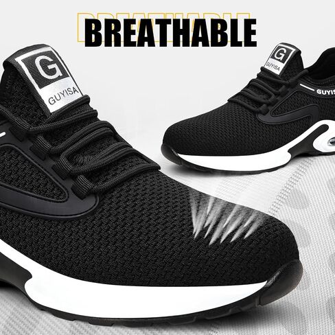 GLANOUDUN Steel Toe Shoes for Men Black Steel Toe Sneakers Lightweight Men's Work Shoes Durable Air Cushion Safety Shoes Puncture Resistant Steel Toe Tennis Shoes Indestructible Construction Footwear in Saudi Arabia