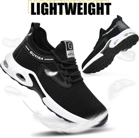 GLANOUDUN Steel Toe Shoes for Men Black Steel Toe Sneakers Lightweight Men's Work Shoes Durable Air Cushion Safety Shoes Puncture Resistant Steel Toe Tennis Shoes Indestructible Construction Footwear in Saudi Arabia