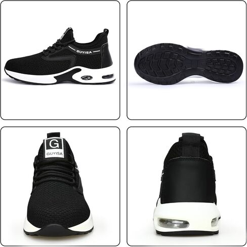 GLANOUDUN Steel Toe Shoes for Men Black Steel Toe Sneakers Lightweight Men's Work Shoes Durable Air Cushion Safety Shoes Puncture Resistant Steel Toe Tennis Shoes Indestructible Construction Footwear in Saudi Arabia