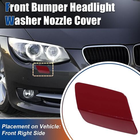 uxcell Right Passenger Side Front Bumper Headlight Washer Nozzle Cover Cap No.61677253394 for BMW E92 E93 328i 335I 335IS Coupe Convertible 2011-2013 Black in Saudi Arabia