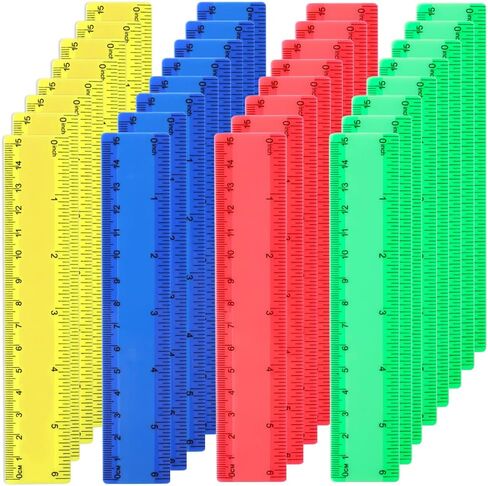 32 Packs 6 Inch Rulers Plastic Ruler Bulk with Inches and Centimeters Drafting Measuring Mini Rulers for Kids School Classroom Office Supplies (Colored) in Saudi Arabia