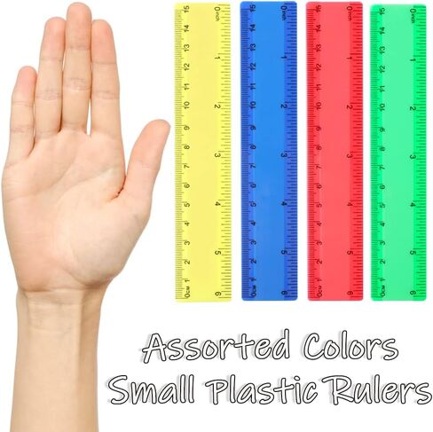 32 عبوة من مساطر بلاستيكية مقاس 6 بوصات مع مساطر قياس بوصة وسنتيمترات مساطر صغيرة للأطفال في الفصول المدرسية واللوازم المكتبية (ملونة) in Kuwait