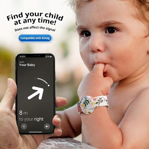 سوار AirTag للأطفال، حامل بطاقات هوائية مطبوع لطيف مقاوم للماء للأطفال مع تغطية كاملة من السيليكون الناعم ومضادة للفقد ملحقات معصم Airtag المخفية للأطفال، زهرة in Kuwait