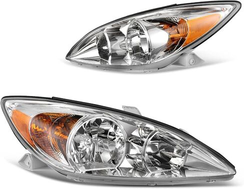DWVO Headlight Assembly Compatible with 2002-2004 Camry(Only Fits LE/XLE) Driver and Passenger Side Replacement Headlamps Chrome Housing Clear Lens in Saudi Arabia