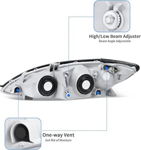 DWVO Headlight Assembly Compatible with 2002-2004 Camry(Only Fits LE/XLE) Driver and Passenger Side Replacement Headlamps Chrome Housing Clear Lens in Saudi Arabia