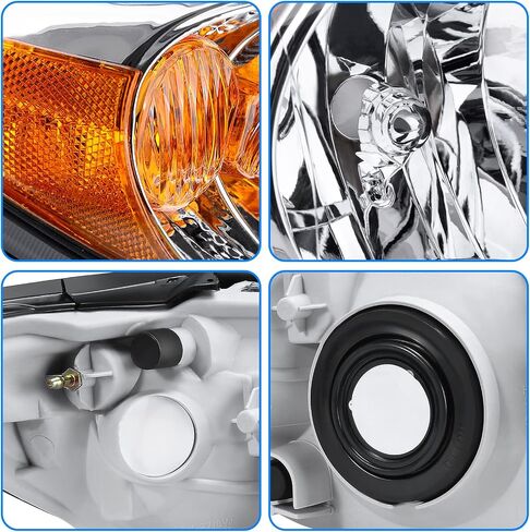 DWVO Headlight Assembly Compatible with 2002-2004 Camry(Only Fits LE/XLE) Driver and Passenger Side Replacement Headlamps Chrome Housing Clear Lens in Saudi Arabia