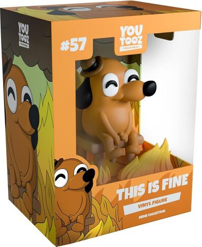 Youtooz This is Fine Dog, 3.7" Vinyl Figure of This is Fine Meme Dog Based on Funny Internet Meme This is Fine - Youtooz Meme Collection in Saudi Arabia
