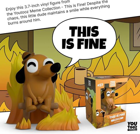 Youtooz This is Fine Dog, 3.7" Vinyl Figure of This is Fine Meme Dog Based on Funny Internet Meme This is Fine - Youtooz Meme Collection in Saudi Arabia
