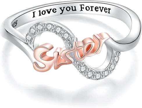 Sterling Silver Mother Daughter Ring - Mom Nana Sister Daughter Rings for Women I Love You Forever Mothers Day Gifts Jewelry for Wife Grandmother Girls in Saudi Arabia