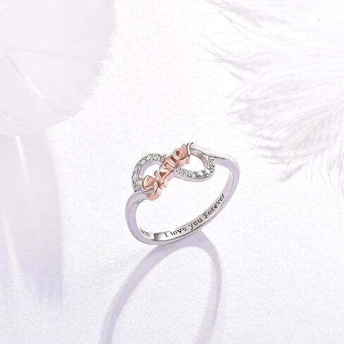 Sterling Silver Mother Daughter Ring - Mom Nana Sister Daughter Rings for Women I Love You Forever Mothers Day Gifts Jewelry for Wife Grandmother Girls in Saudi Arabia