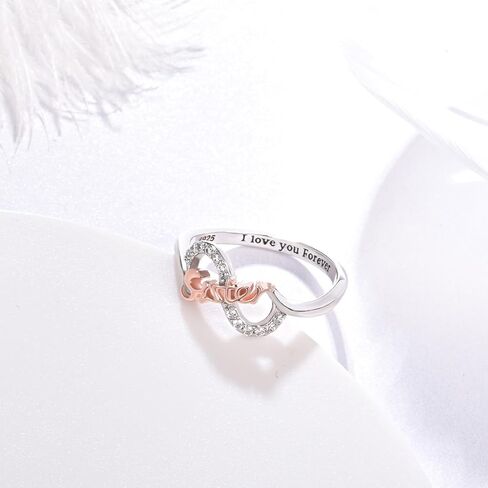 Sterling Silver Mother Daughter Ring - Mom Nana Sister Daughter Rings for Women I Love You Forever Mothers Day Gifts Jewelry for Wife Grandmother Girls in Saudi Arabia