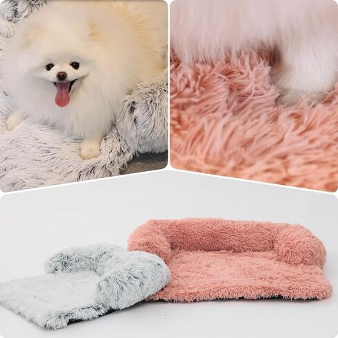 Cat Bed for Protect Sofa Small Dog Puppy Bed Fluffy Plush Small Dog Couch for Pets Kitties Anti Anxiety Small Animals Mat with Removable Washable Cover (Dark Blue) in Saudi Arabia