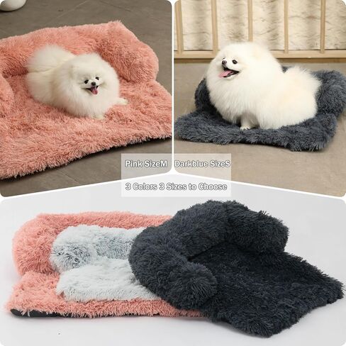 Cat Bed for Protect Sofa Small Dog Puppy Bed Fluffy Plush Small Dog Couch for Pets Kitties Anti Anxiety Small Animals Mat with Removable Washable Cover (Dark Blue) in Saudi Arabia