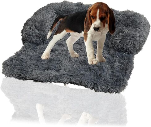 Cat Bed for Protect Sofa Small Dog Puppy Bed Fluffy Plush Small Dog Couch for Pets Kitties Anti Anxiety Small Animals Mat with Removable Washable Cover (Dark Blue) in Saudi Arabia