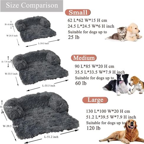 Cat Bed for Protect Sofa Small Dog Puppy Bed Fluffy Plush Small Dog Couch for Pets Kitties Anti Anxiety Small Animals Mat with Removable Washable Cover (Dark Blue) in Saudi Arabia