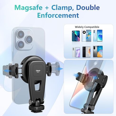 حامل ثلاثي للهاتف المغناطيسي لهاتف iPhone - ULANZI MA47 محول حامل الهاتف الخلوي سريع الإصدار 20N مغناطيس + مشبك مزدوج الإنفاذ متوافق مع MagSafe فقط لهاتف iPhone 15 14 13 12 Plus Pro Max in Kuwait