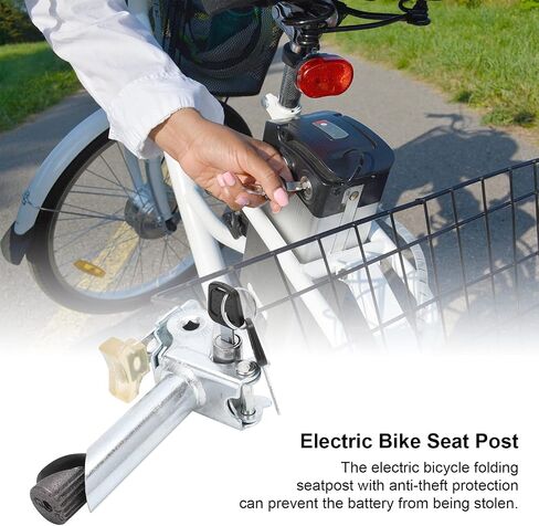 VBESTLIFE Electric Bike Seat Post, Electric Bike Metal Seatpost Foldable with Anti Theft Key Internal Lock Bike Accessory in Saudi Arabia
