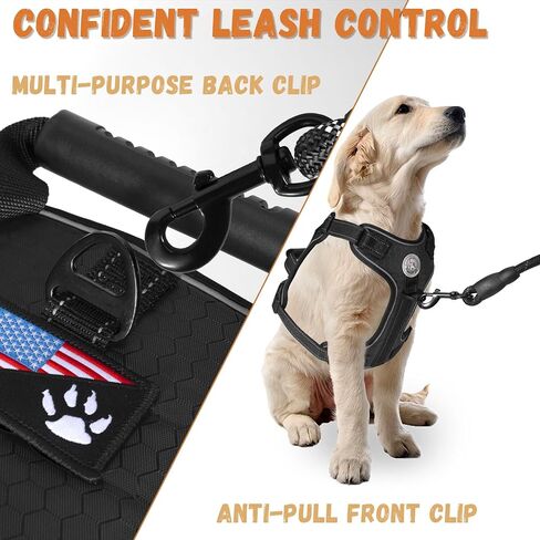 Large Tactical Dog Harness - Heavy Duty Reflective Vest for Military Service Dogs | Escape-Proof, No-Pull Design with Metal Buckle - Blue in Saudi Arabia