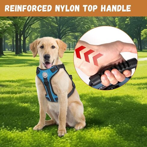 Large Tactical Dog Harness - Heavy Duty Reflective Vest for Military Service Dogs | Escape-Proof, No-Pull Design with Metal Buckle - Blue in Saudi Arabia