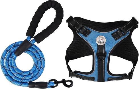 Large Tactical Dog Harness - Heavy Duty Reflective Vest for Military Service Dogs | Escape-Proof, No-Pull Design with Metal Buckle - Blue in Saudi Arabia