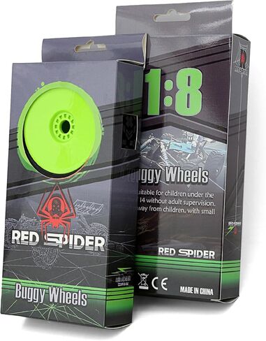 4PCS 1/8 RC Buggy Off-Road Tires Arrowhead Tread Pattern 17mm Hex Hub Wheel Rims & Rubber Tires Set 118mm OD Fit for 1/8 Off Road Car Buggy Arrma Python HSP Redcat Kyosho in Kuwait