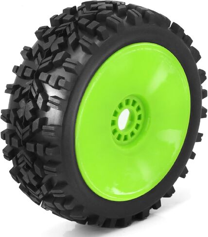 4PCS 1/8 RC Buggy Off-Road Tires Arrowhead Tread Pattern 17mm Hex Hub Wheel Rims & Rubber Tires Set 118mm OD Fit for 1/8 Off Road Car Buggy Arrma Python HSP Redcat Kyosho in Kuwait