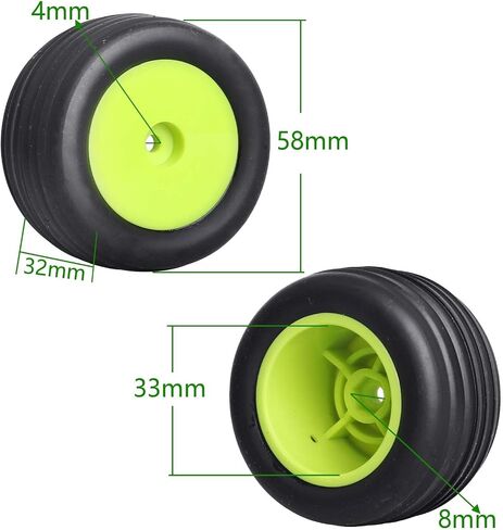 Mounted Front Wheels for Losi Mini T 2.0 Replacement 1/18 Off Road Directional Tires(Yellow) in Saudi Arabia