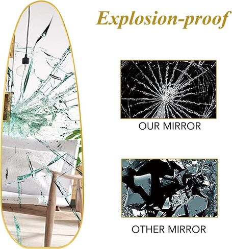 Full Length Mirror 22" x 65" Irregular Floor Length Mirror with Stand, Wall Mirror Rocket Shaped for Living Room, Bathroom, Entryway and Cloakroom, Black Aluminum Frame in Saudi Arabia