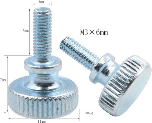 LBY 30pcs Knurled Hand Screw, M3 x 6mm Flat Knurled Head Fully Threaded Thumb Screws(Double Layer Step), Carbon Steel Galvanize in Saudi Arabia