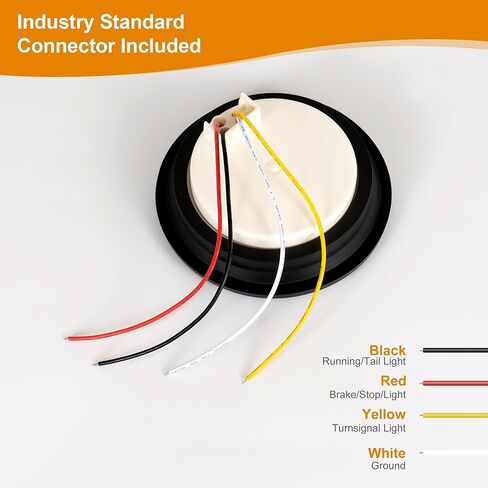 RUNHWEE 2 قطعة 4 بوصة مجموعة مصابيح LED مستديرة للمقطورة باللون الأحمر 16 مصباح LED للقوارب أضواء الفرامل توقف الانعطاف الجانبي للأضواء الخلفية المقاومة للماء لشاحنة مقطورة قارب RV، أحمر وعنبر in Kuwait